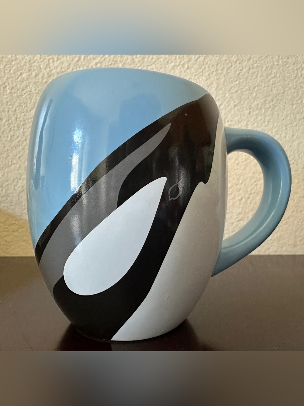 Blue Abstract Whale Pattern Ceramic Coffee Mug - Sea World